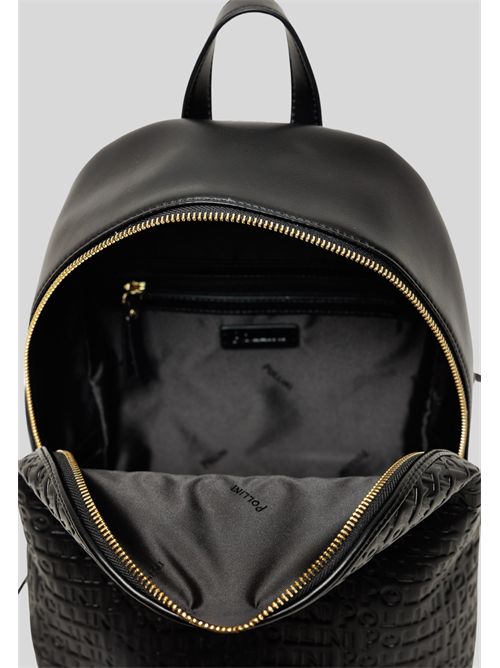 Black Pollini Backpack with Embossed All Over Logo SC4509 POLLINI | SC4509PP1MSG100ANERO